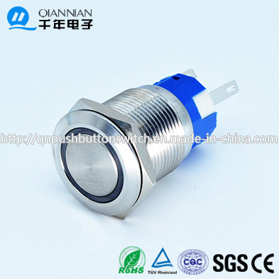 Qn19-C1 19mm Momentary|Latching Flat Head Ring LED 12V Lacthing Laser-Able Push Button Switch